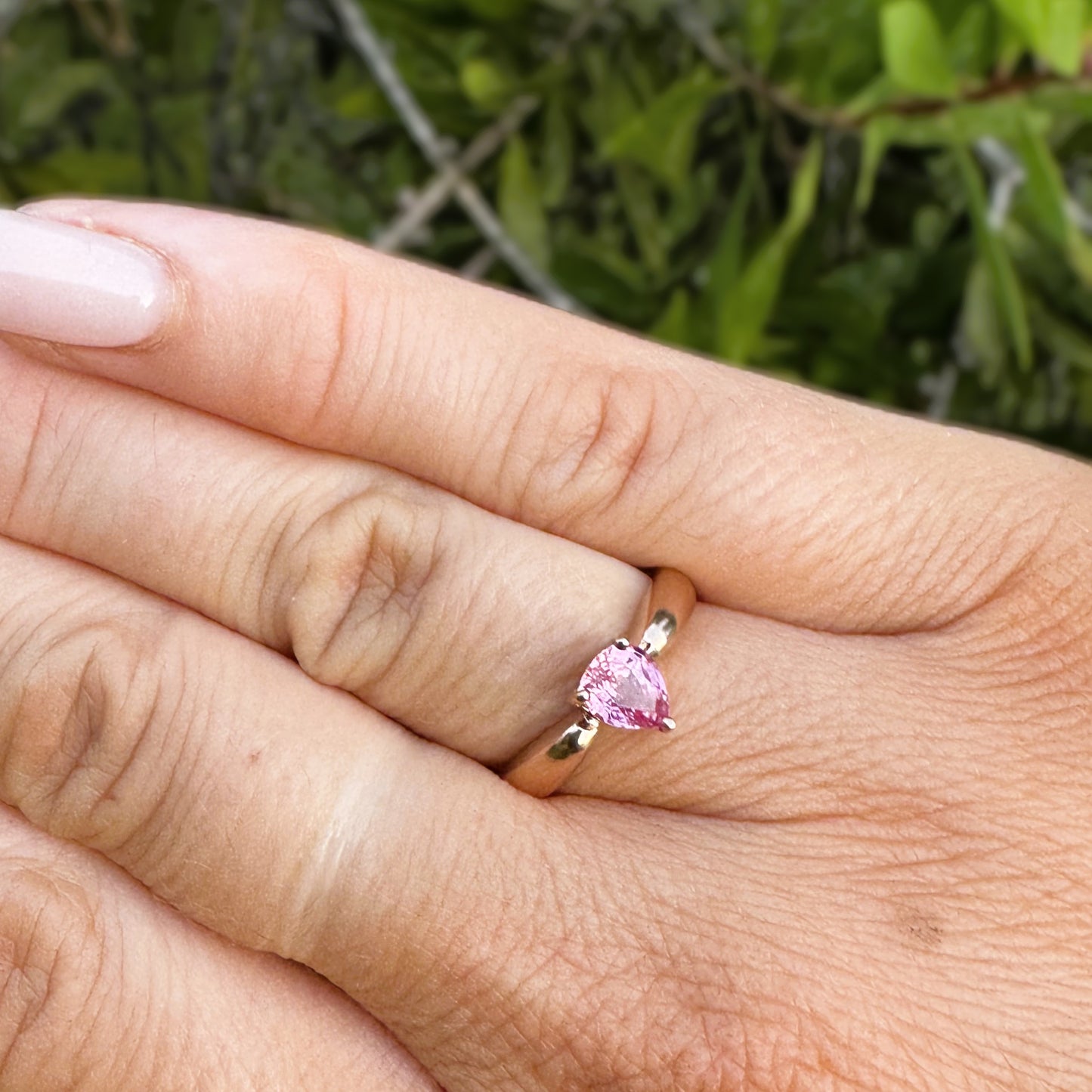 Petite Pink Sapphire Ring | Rose Gold | Size N