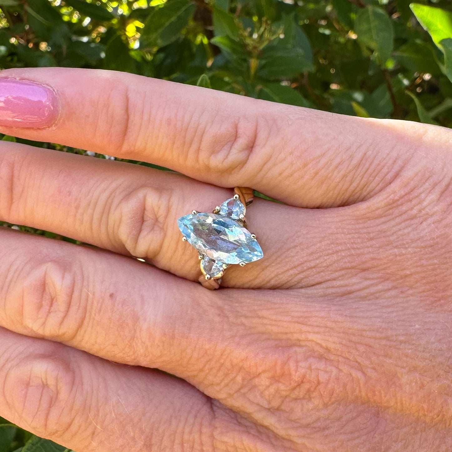 Blue Topaz Marquise Ring | Yellow Gold | Size M 1/2