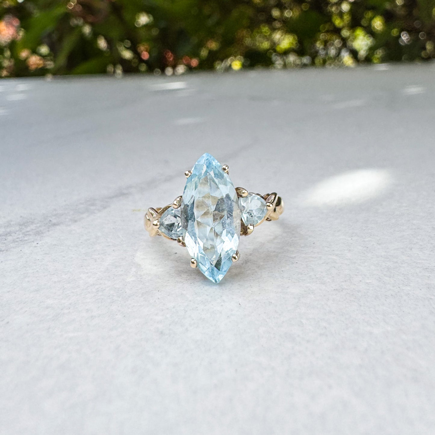 Blue Topaz Marquise Ring | Yellow Gold | Size M 1/2