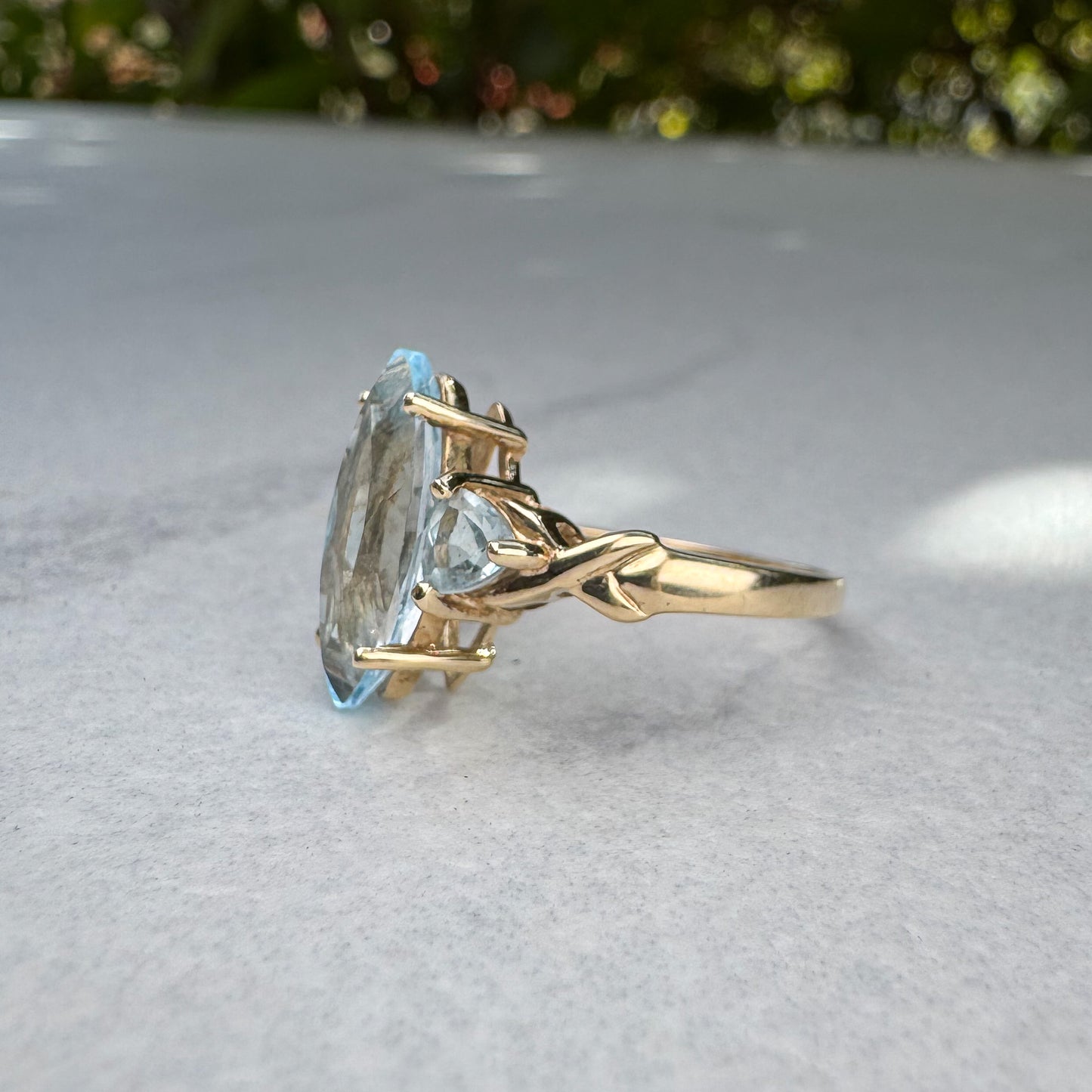 Blue Topaz Marquise Ring | Yellow Gold | Size M 1/2