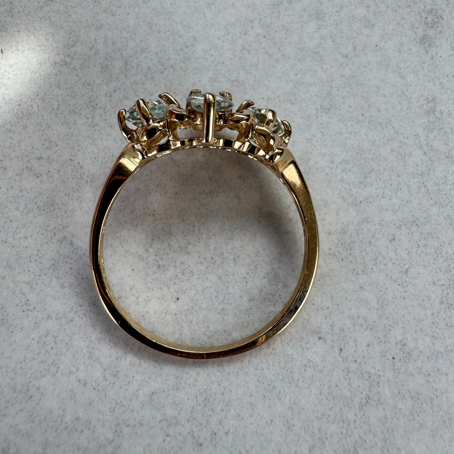 Vintage Aquamarine Cluster Statement Ring | Yellow Gold | Size R