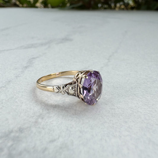 Colour Changing Alexandrite Vintage Ring | 9ct Yellow Gold | Size N