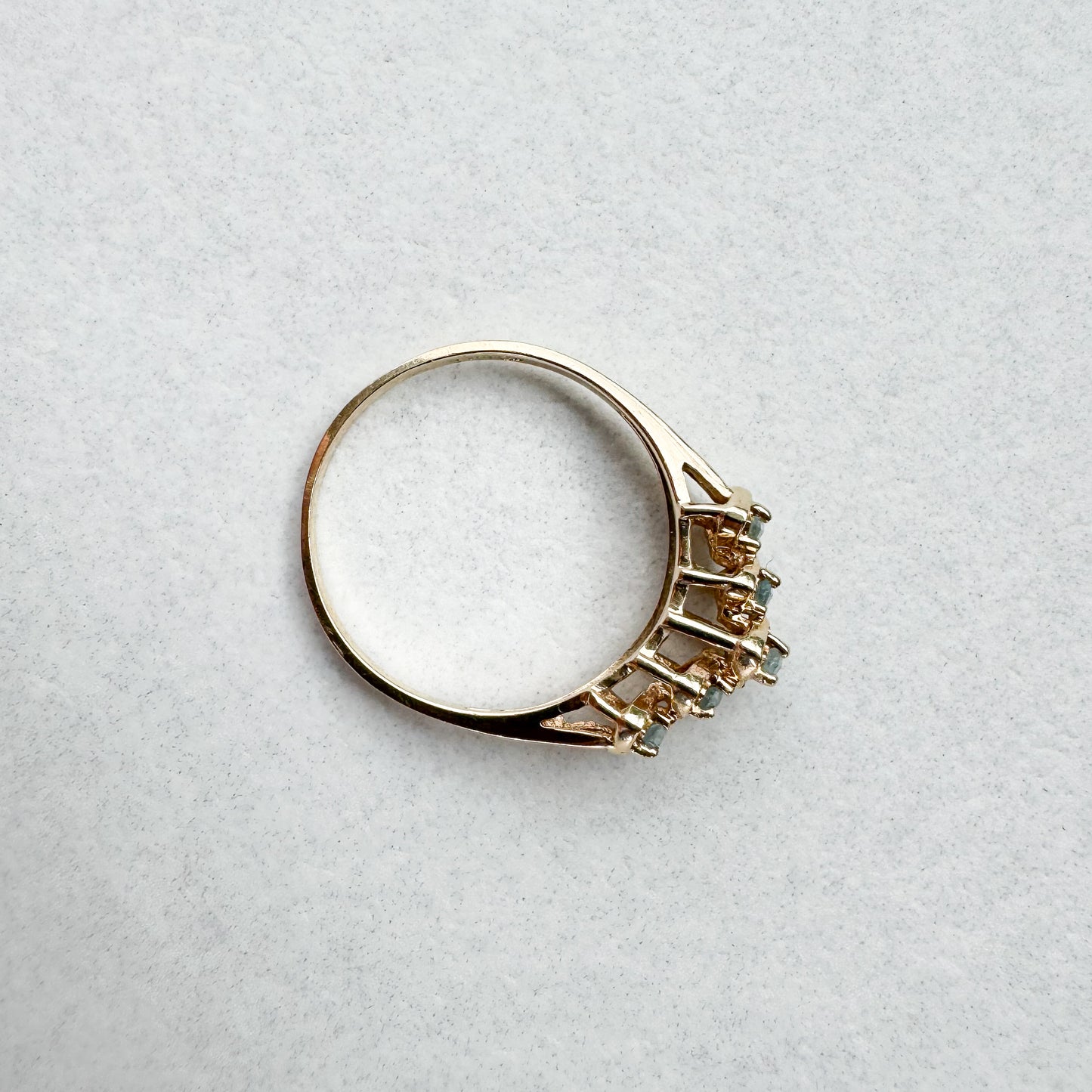 Bohemian Five Stone Aquamarine Ring | Yellow Gold | Size P 1/2