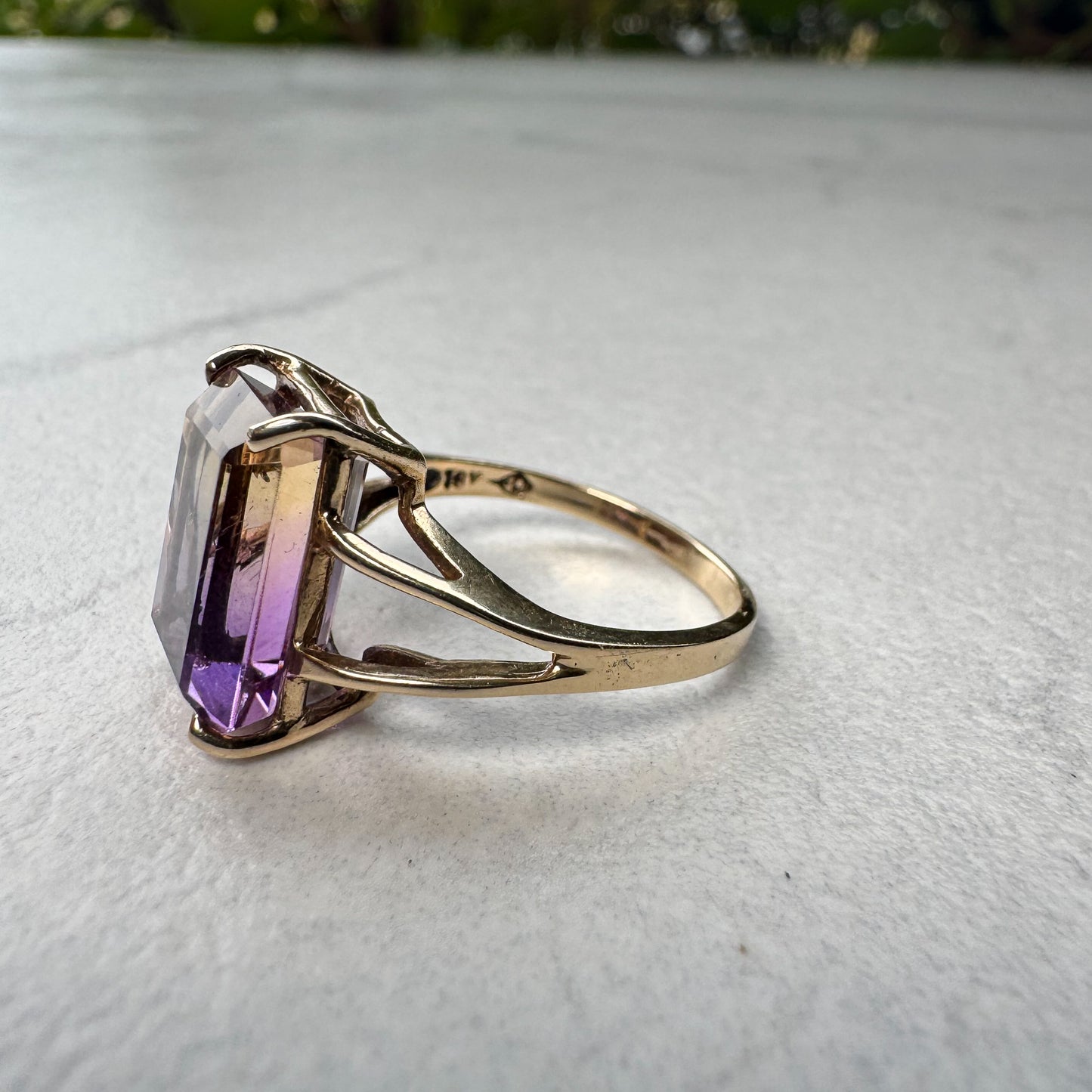 Statement Ametrine Cocktail Ring | Yellow Gold | Size R