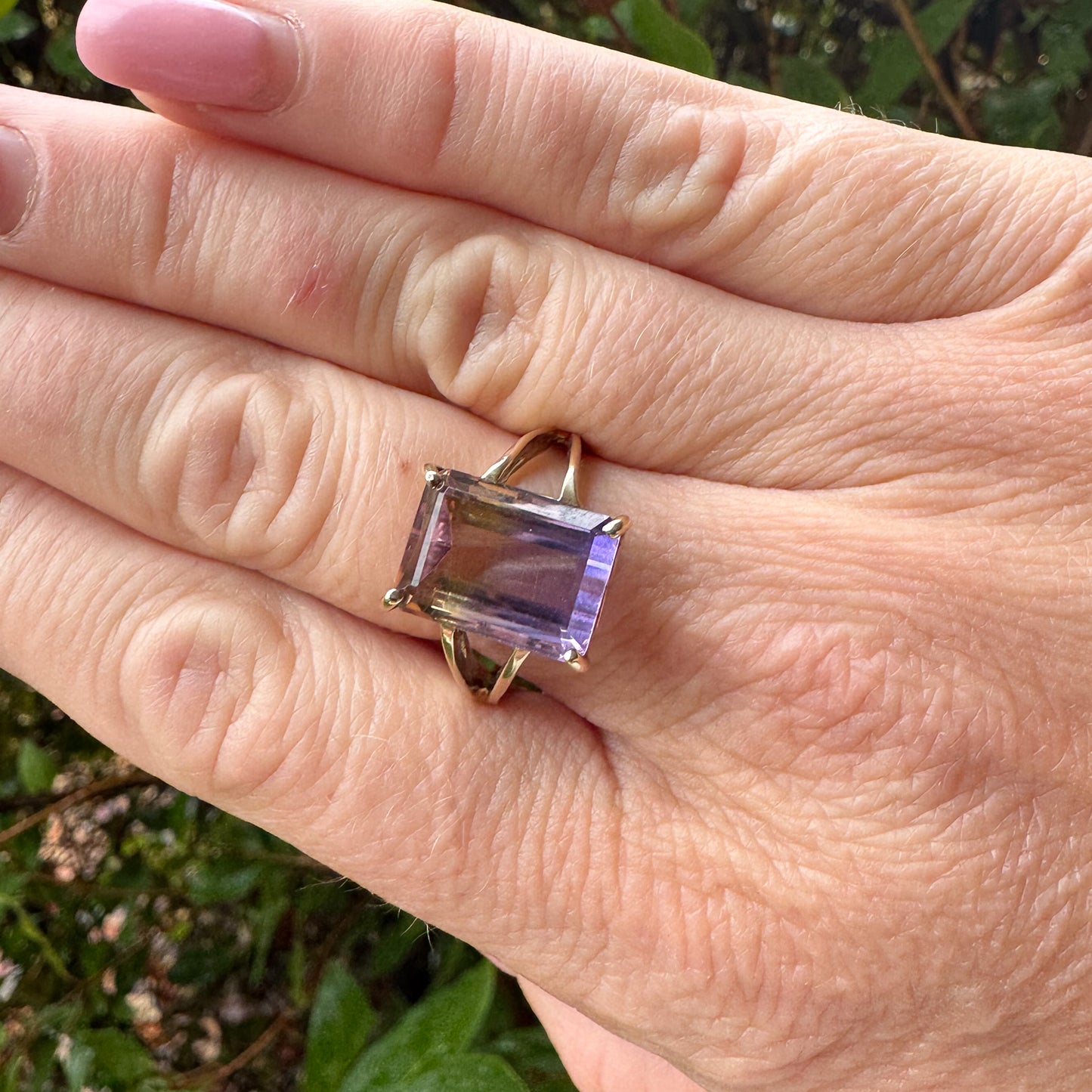 Statement Ametrine Cocktail Ring | Yellow Gold | Size R