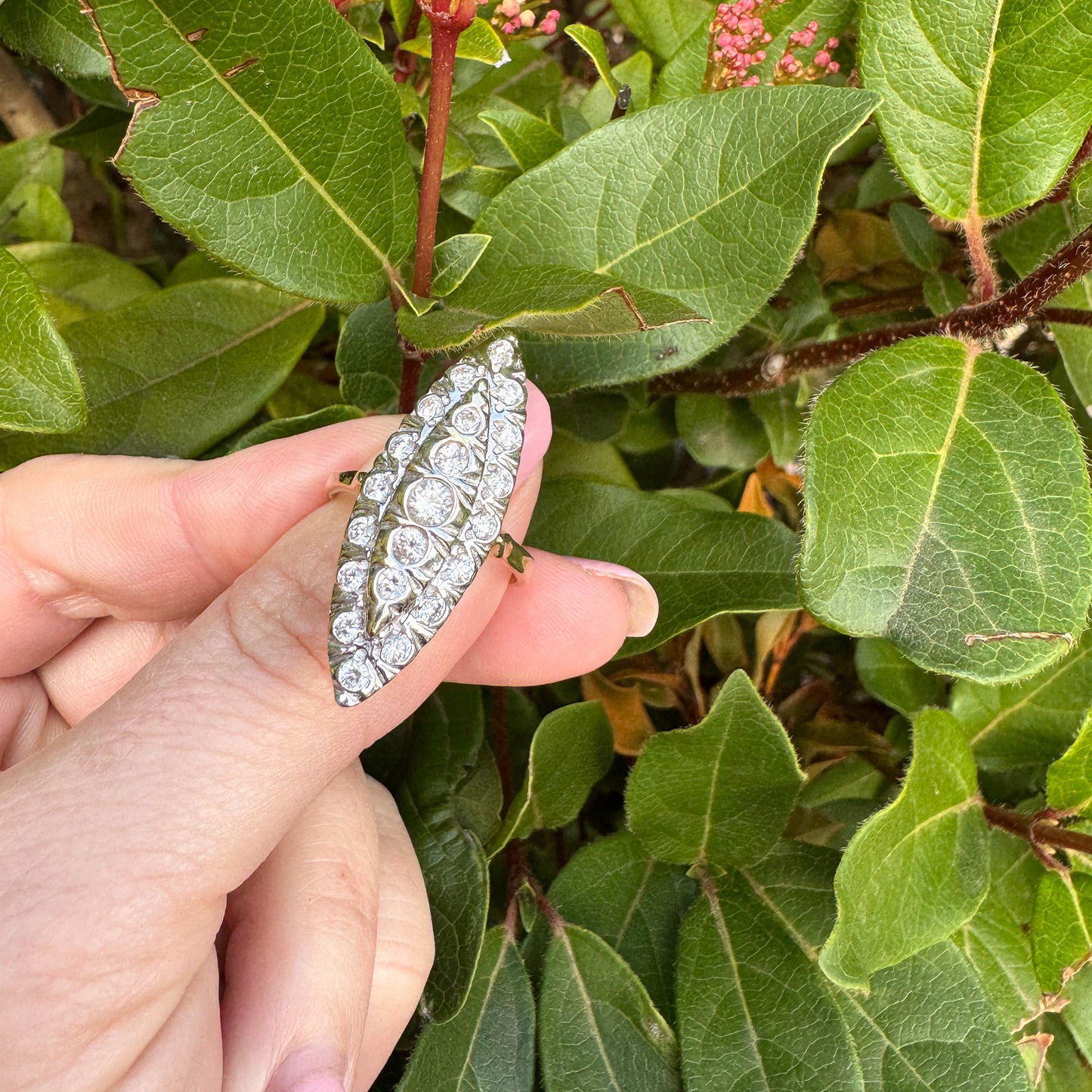 Stunning Diamond Navette Ring | Yellow Gold | Size S