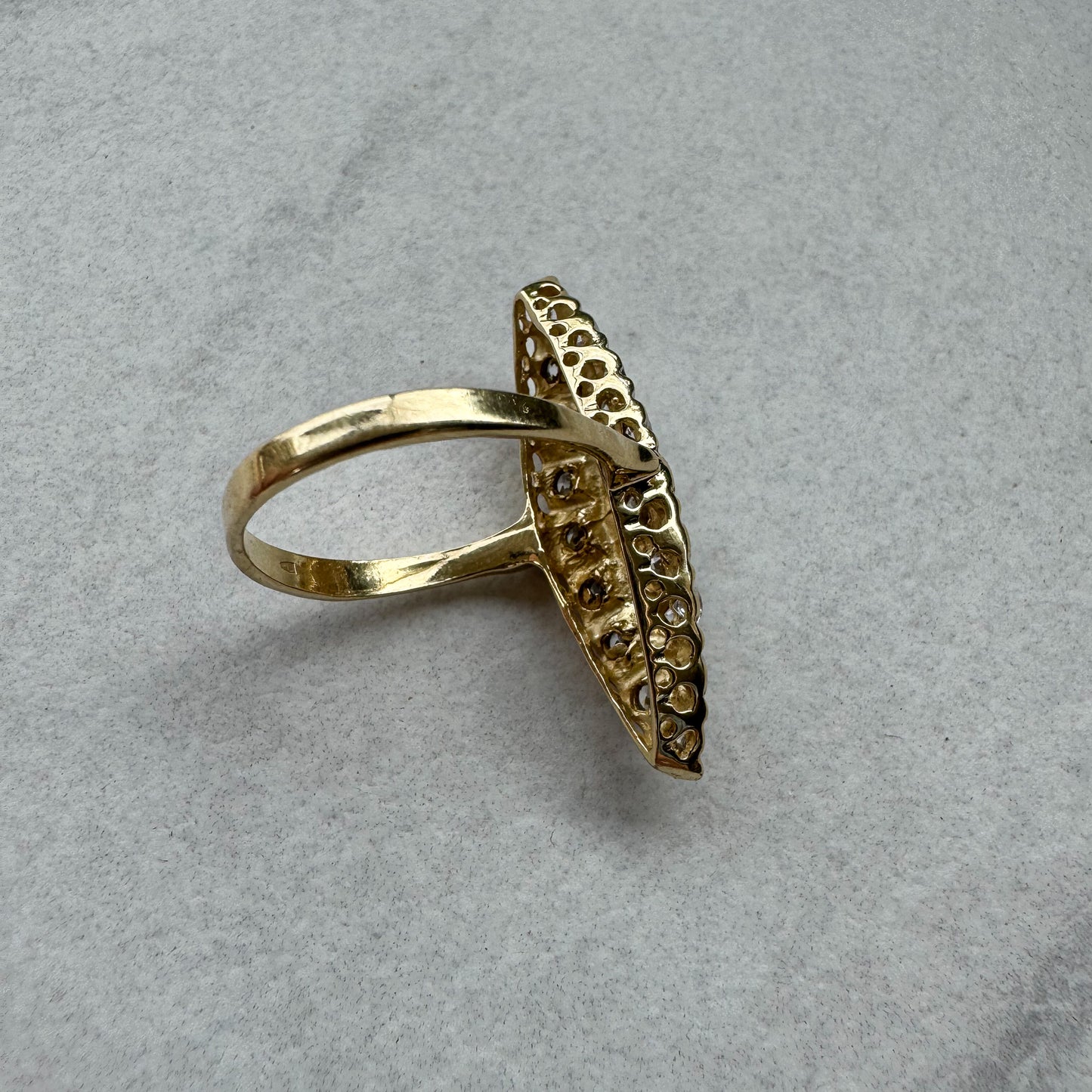 Stunning Diamond Navette Ring | Yellow Gold | Size S