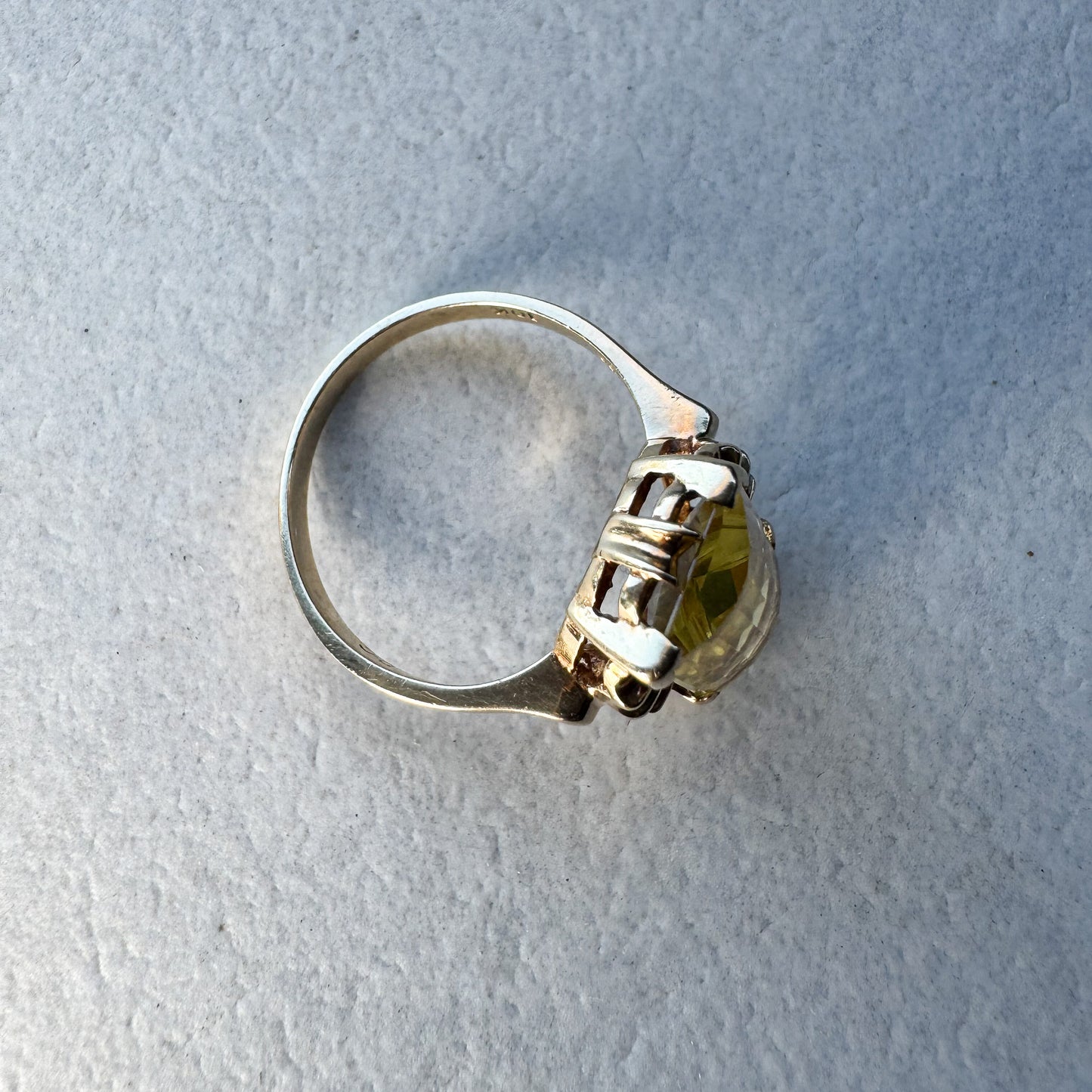Golden Hour Vintage Rectangle Step Cut Citrine | Yellow Gold |Size N