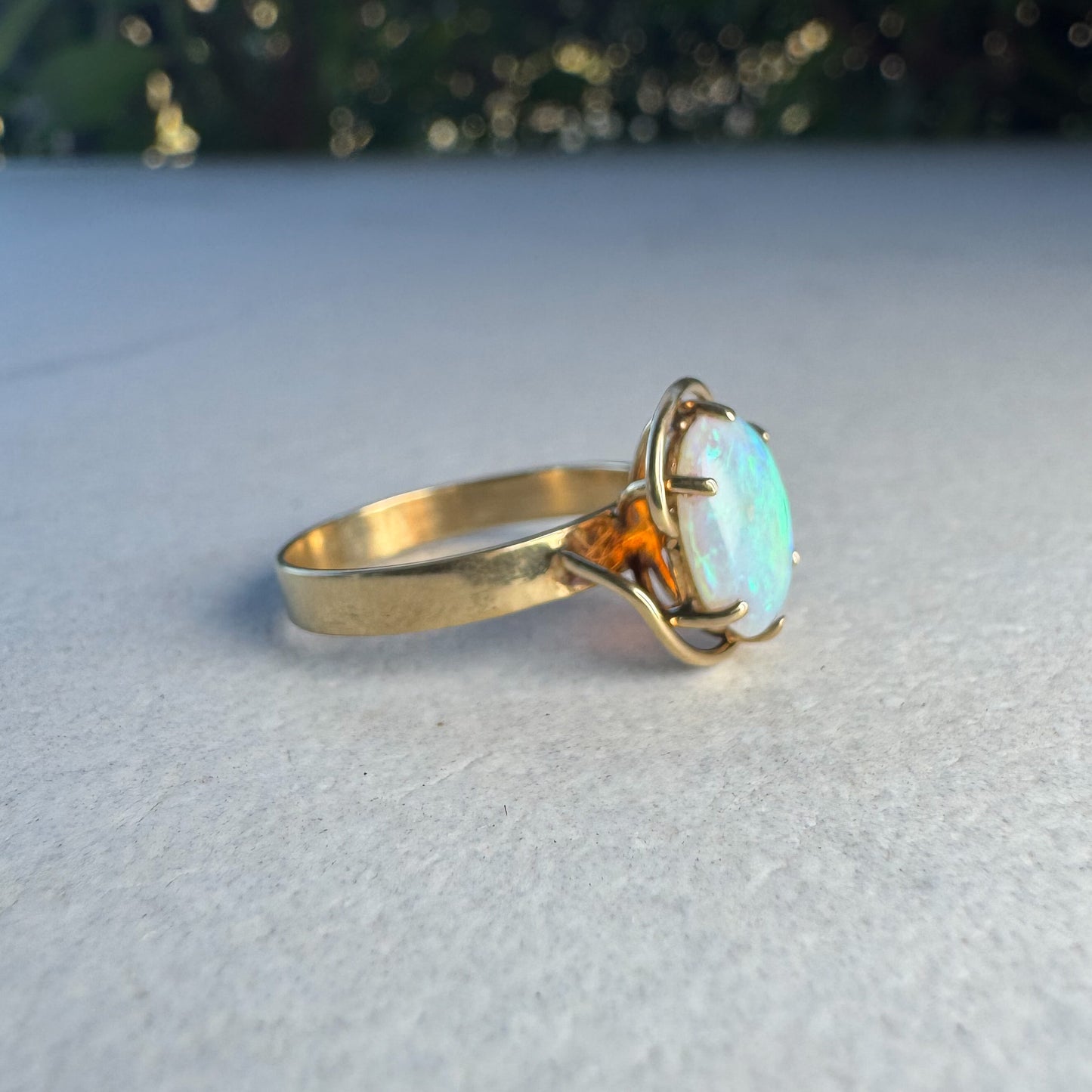 Australian Solid Crystal Opal | Yellow Gold | Size N