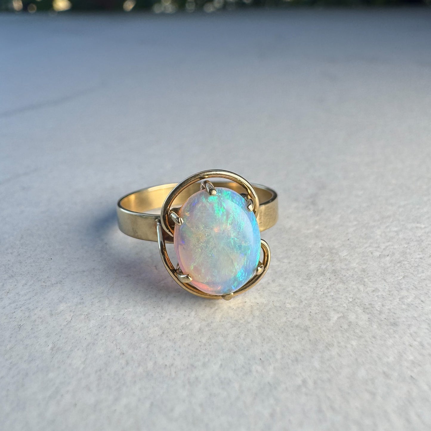 Australian Solid Crystal Opal | Yellow Gold | Size N