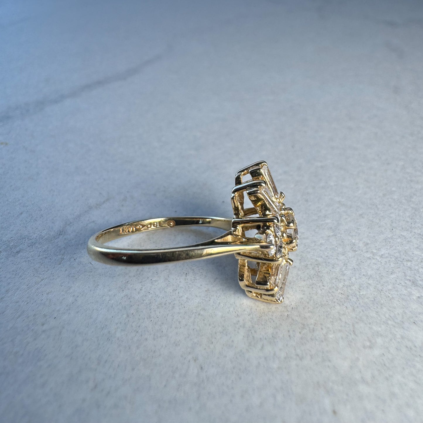 Natural Diamond Cluster Ring | Yellow Gold | Size K