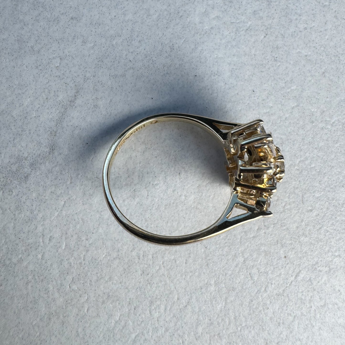 Natural Diamond Cluster Ring | Yellow Gold | Size K