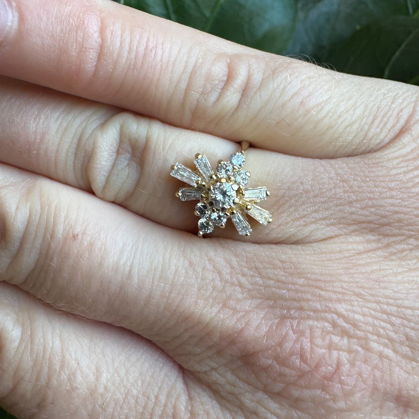 Natural Diamond Cluster Ring | Yellow Gold | Size K