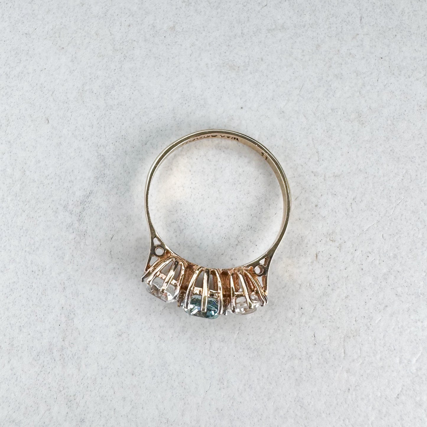 Vintage Blue Topaz & Spinel Ring | Yellow Gold | Size N 1/2