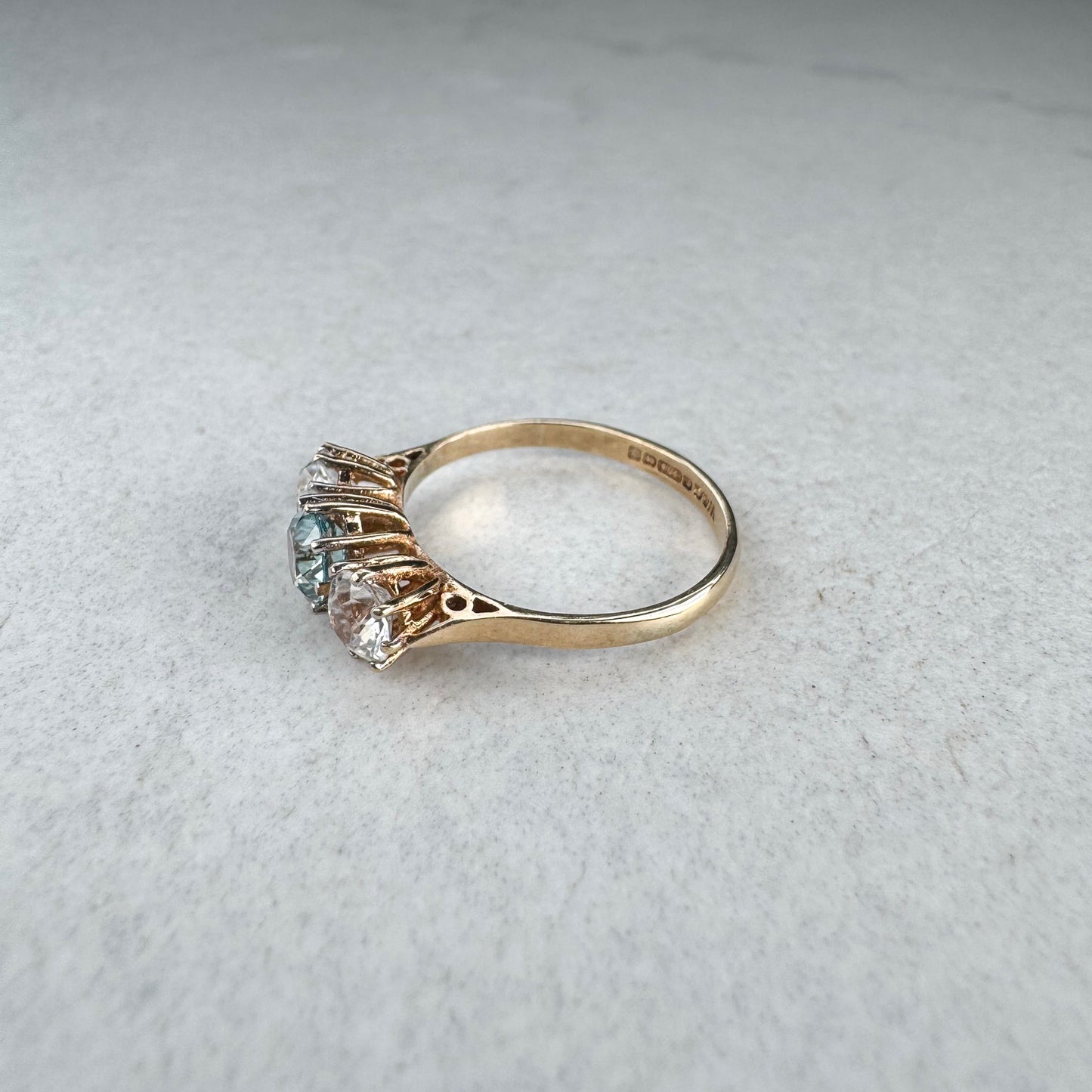 Vintage Blue Topaz & Spinel Ring | Yellow Gold | Size N 1/2