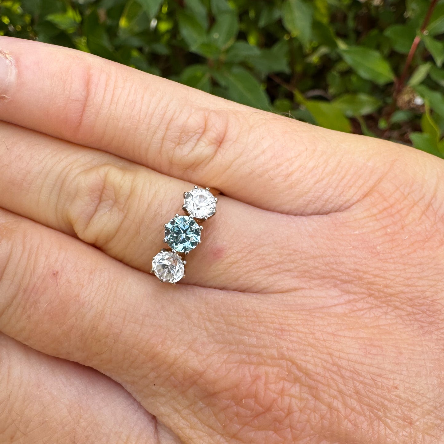 Vintage Blue Topaz & Spinel Ring | Yellow Gold | Size N 1/2