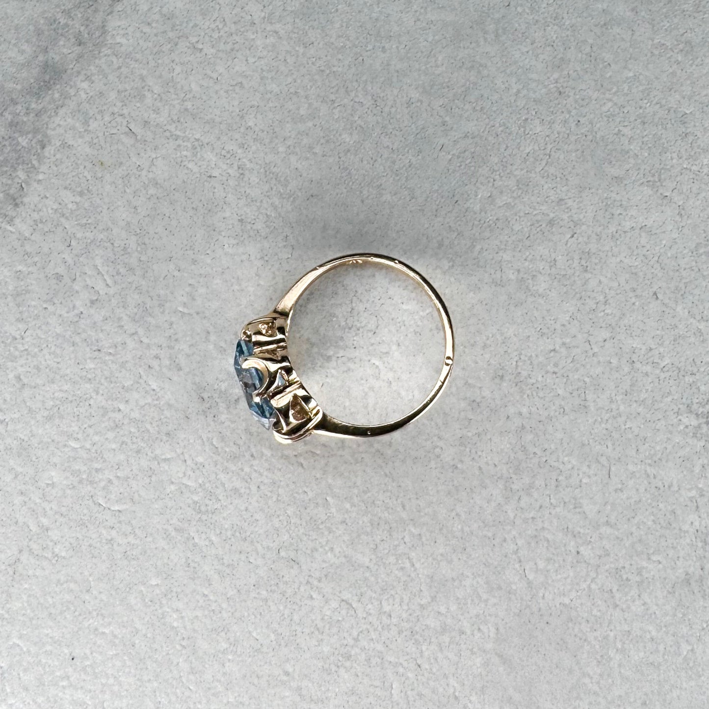 Emerald-Cut Ice Blue Topaz Ring | 9ct Yellow Gold | Size L