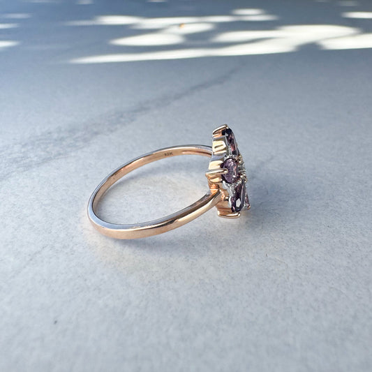 Alexandrite & Diamond Cluster Ring | Yellow Gold | Size R