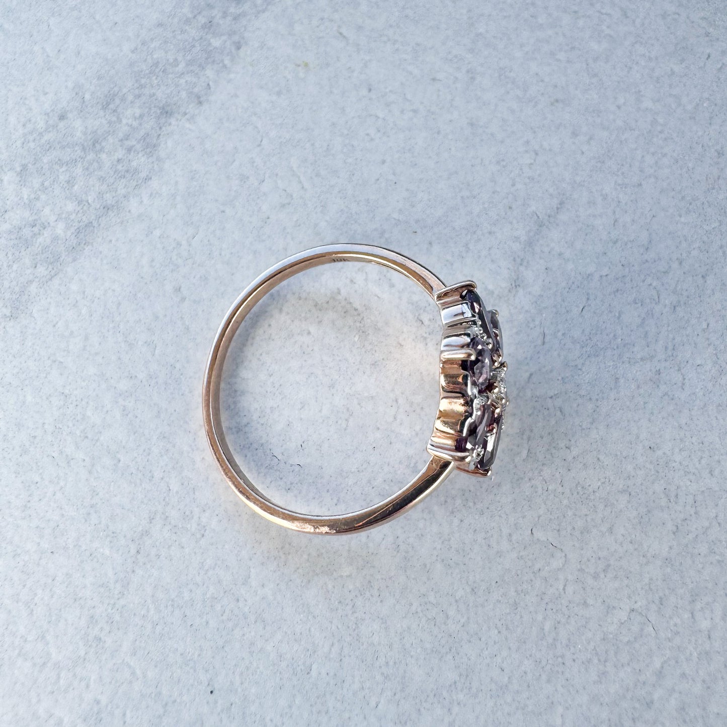 Alexandrite & Diamond Cluster Ring | Yellow Gold | Size R