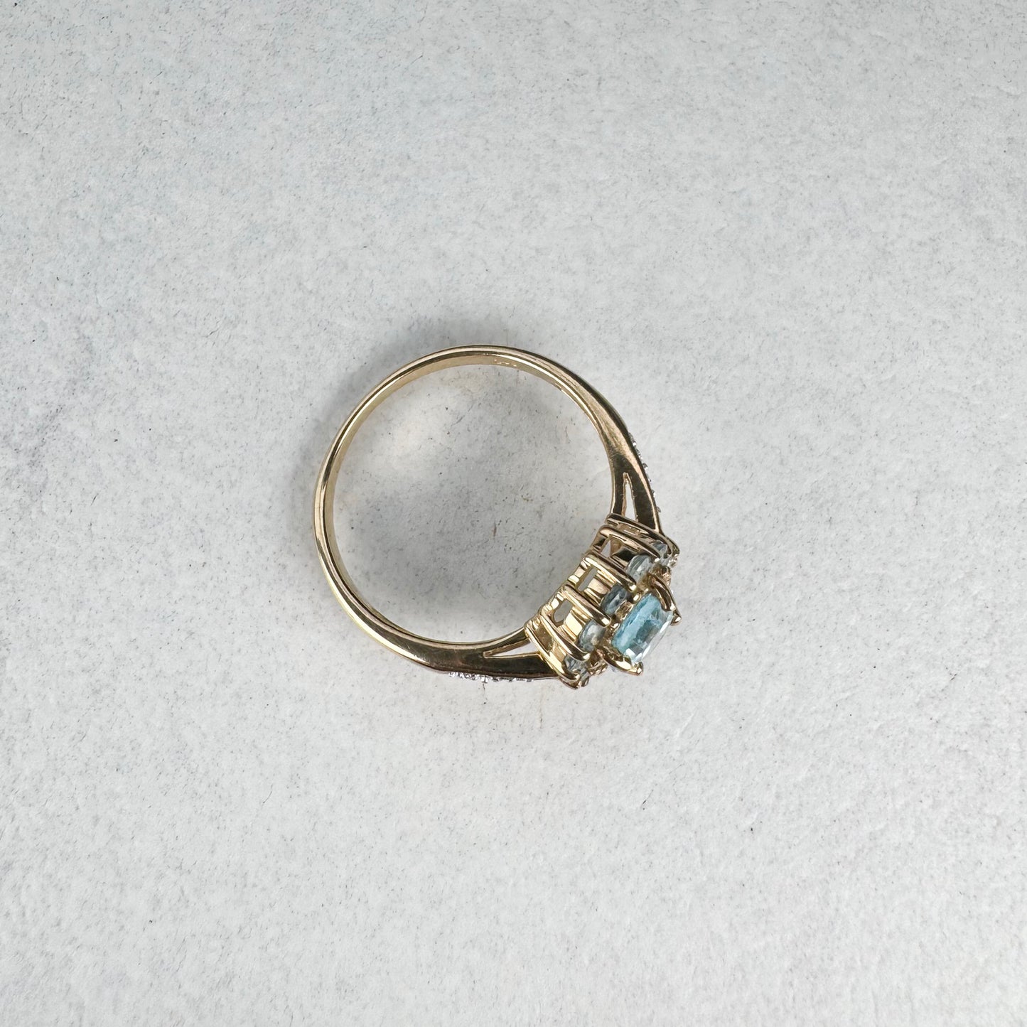Vintage Topaz Halo Ring | Yellow & White Gold | Size P