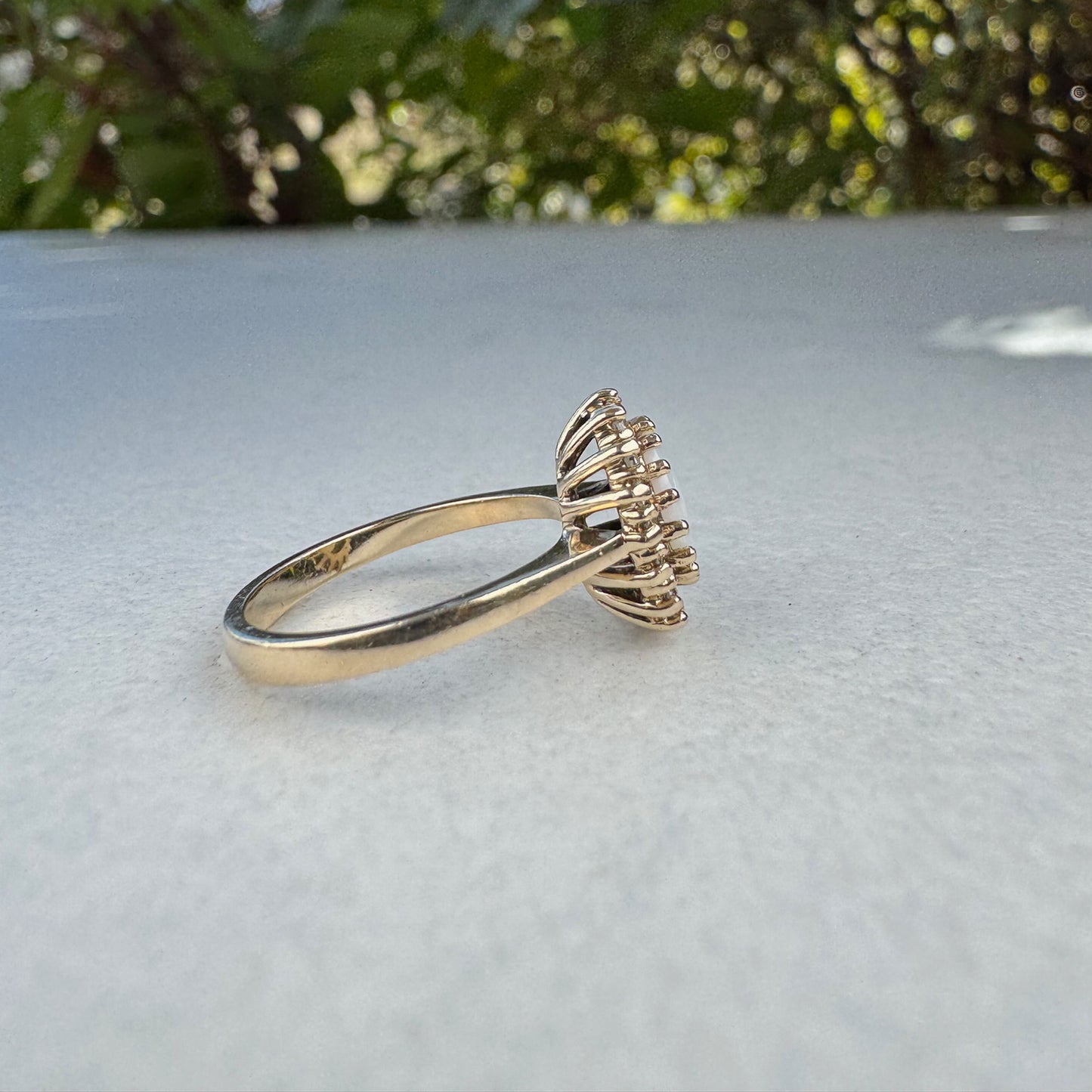 Opal & Diamond Halo | Yellow Gold | Size K