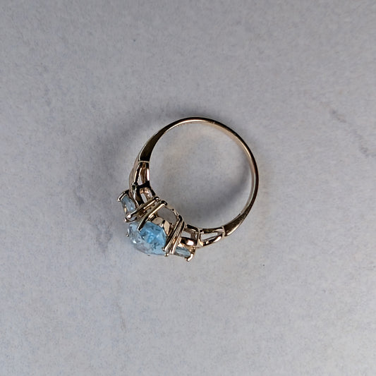 Blue Topaz Marquise Ring | Yellow Gold | Size M 1/2