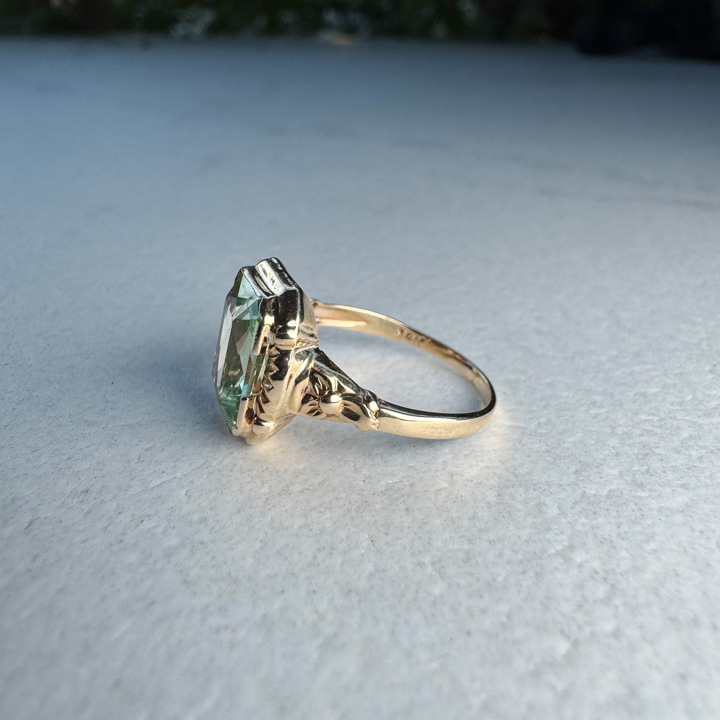 Emerald-Cut Green Spinel Ring | 14ct Yellow Gold | Size J
