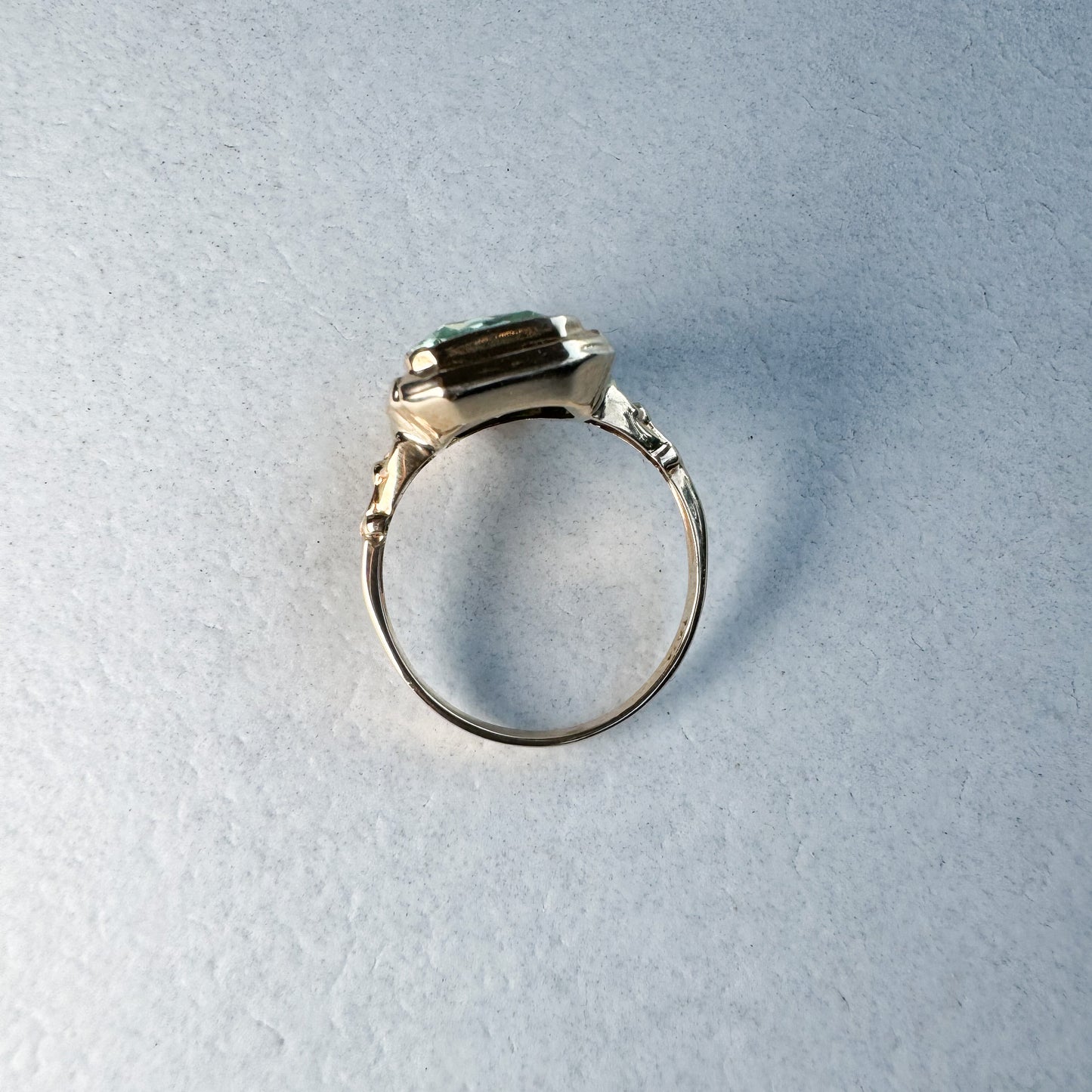 Emerald-Cut Green Spinel Ring | 14ct Yellow Gold | Size J