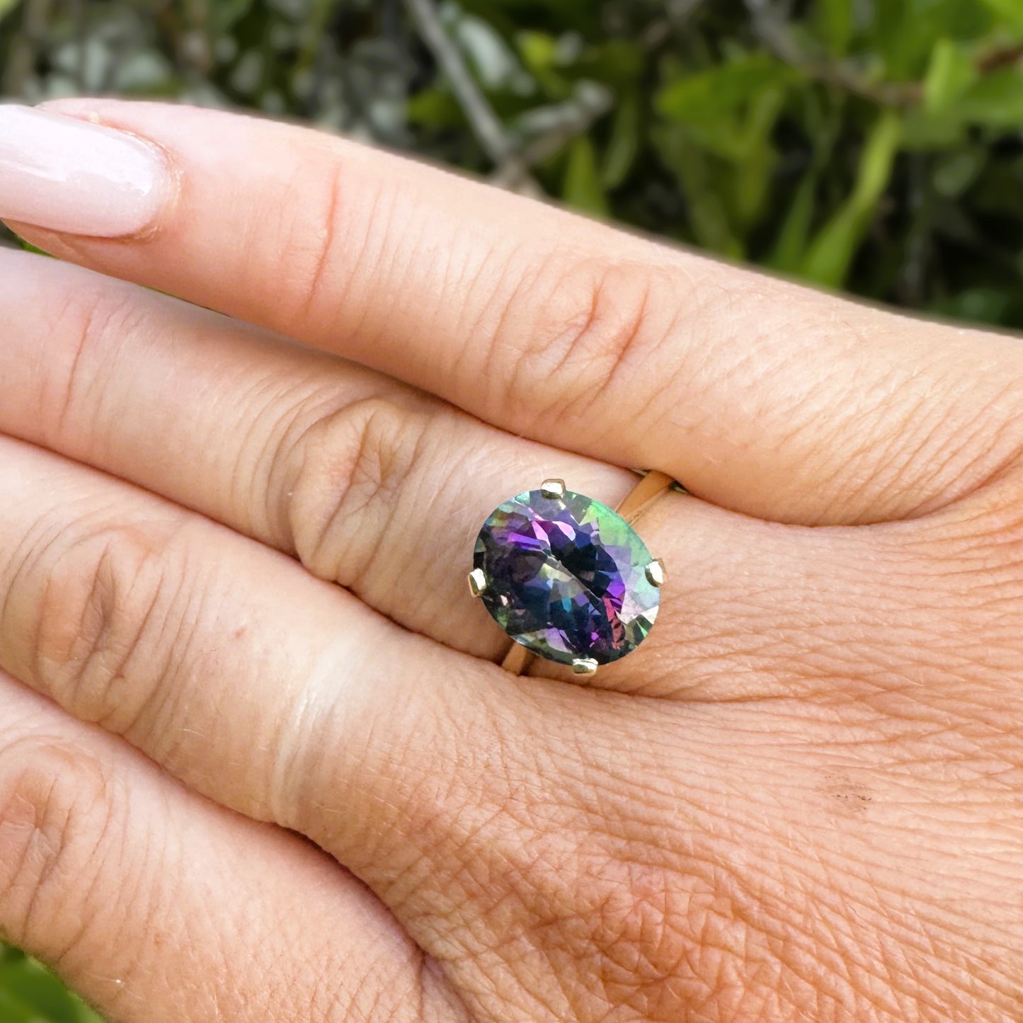 Stunning Mystic Topaz Ring | Yellow Gold | Size L