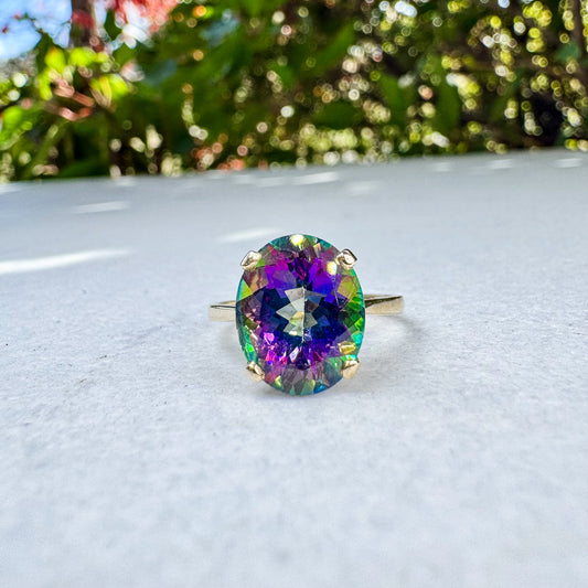 Stunning Mystic Topaz Ring | Yellow Gold | Size L