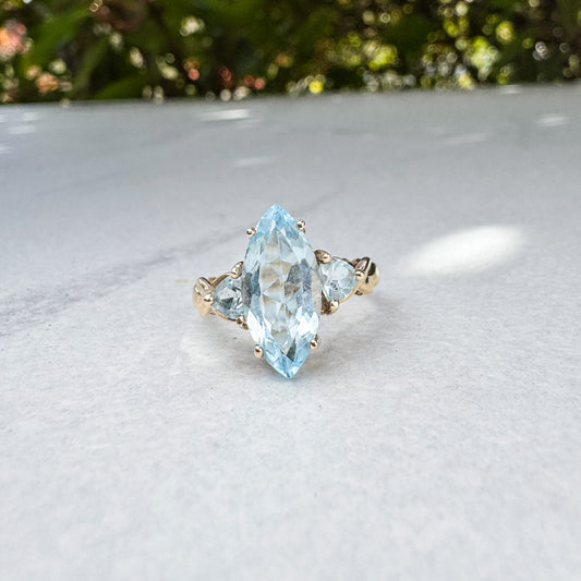 Blue Topaz Marquise Ring | Yellow Gold | Size M 1/2