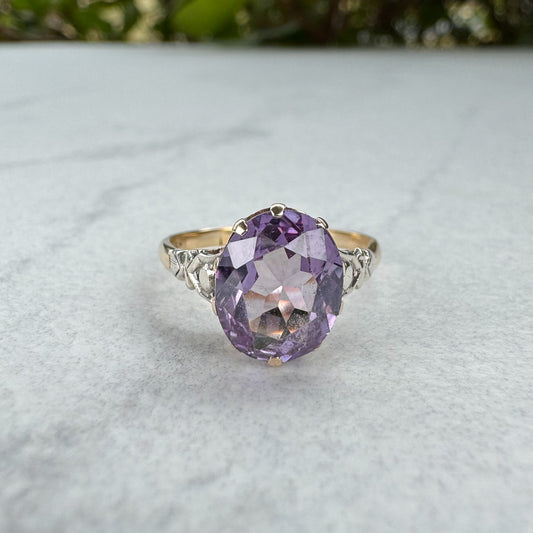 Colour Changing Alexandrite Vintage Ring | 9ct Yellow Gold | Size N