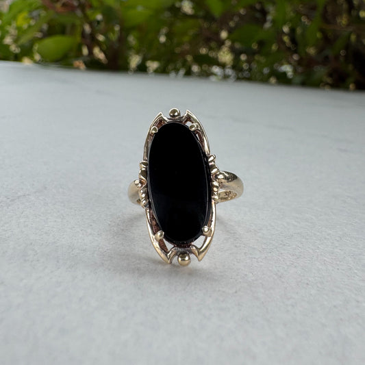 Vintage Black Onyx | Yellow Gold | Size L 1/2